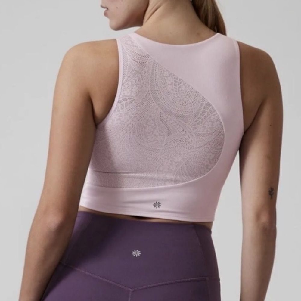 Athleta conscious floral lace crop tank top lilac